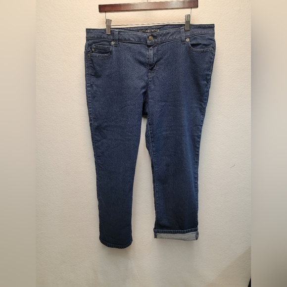 MICHAEL KORS Woman's Size 16 Midrise Straight Leg Cropped Denim Jean - Picture 7 of 13